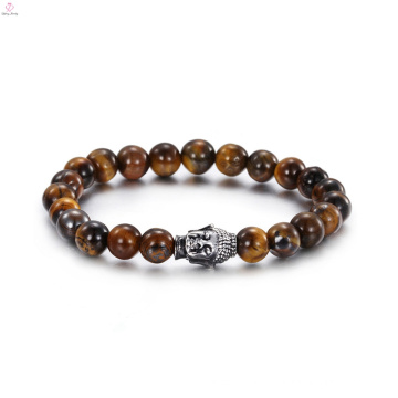 Stainless Steel Tiger Eye Stone Buddha Bracelet Jewelry